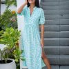 Clothing White Ginger | Sicily Dress Turquoise Zebra