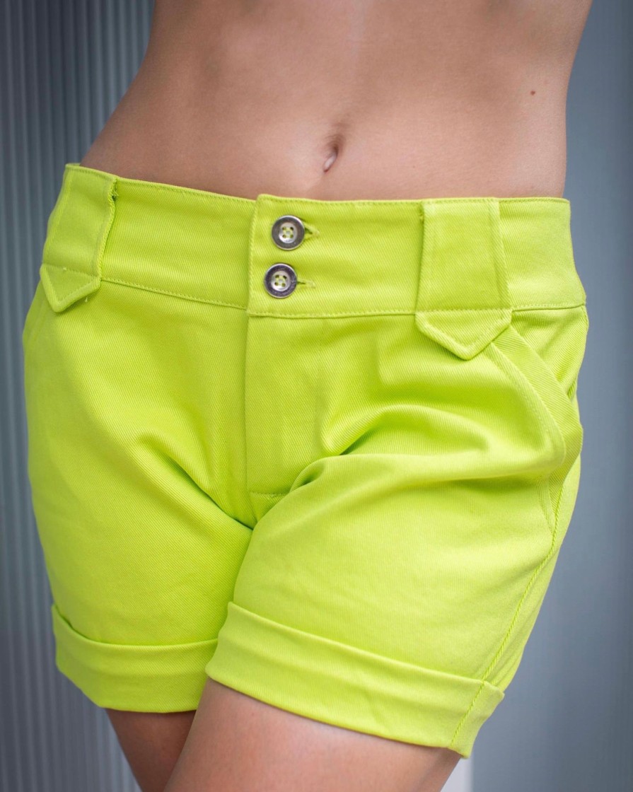 Clothing White Ginger | Daisy Shorts Lime Punch