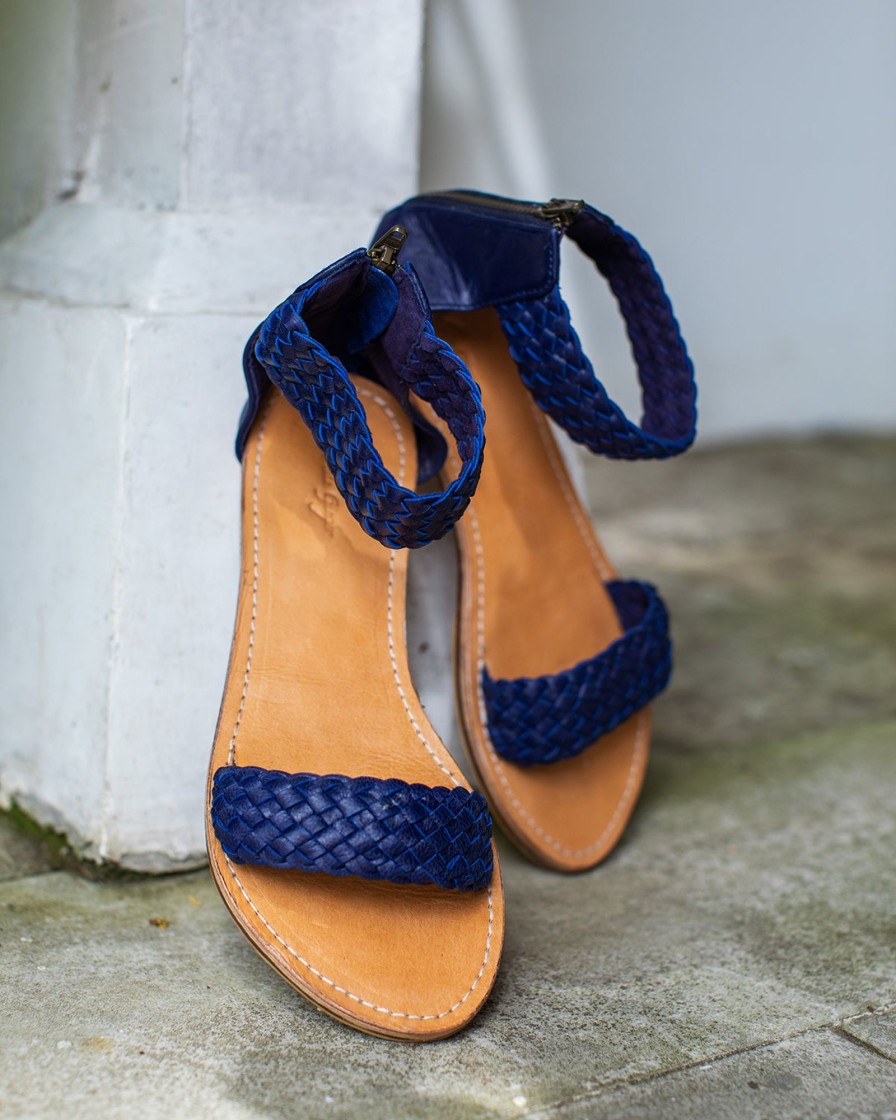 Accessories White Ginger | Bahama Sandal Block Heel Navy