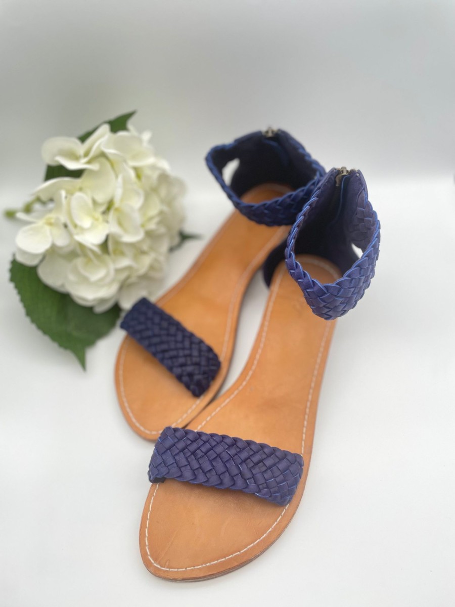 Accessories White Ginger | Bahama Sandal Block Heel Navy