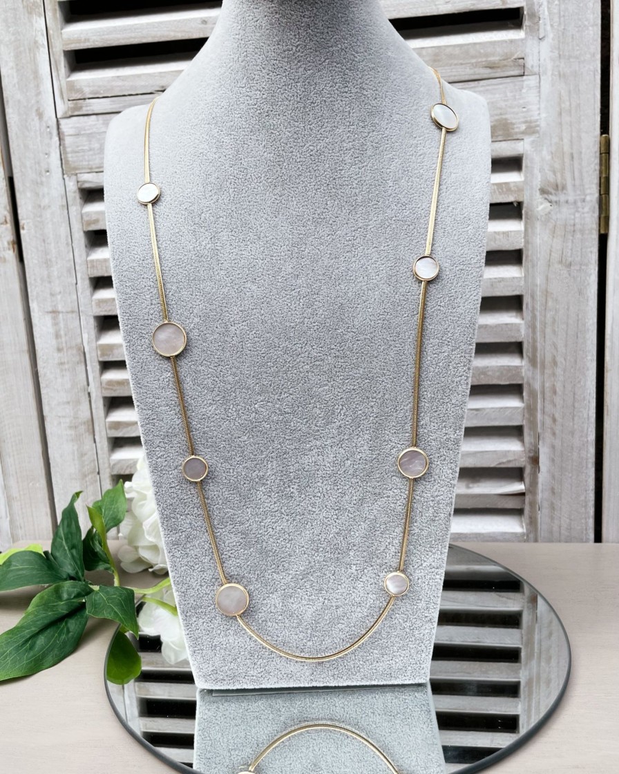 Accessories White Ginger | Germaine - Pearl Disc Necklace