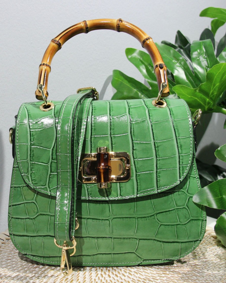 Accessories White Ginger | Kensington Bag - Green Moc Croc