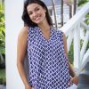 Clothing White Ginger | Solo Top Navy Trellis