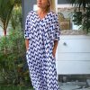 Clothing White Ginger | Tessa Kaftan Navy Chevron