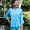 Clothing White Ginger | Carlie Top Alaskan Blue