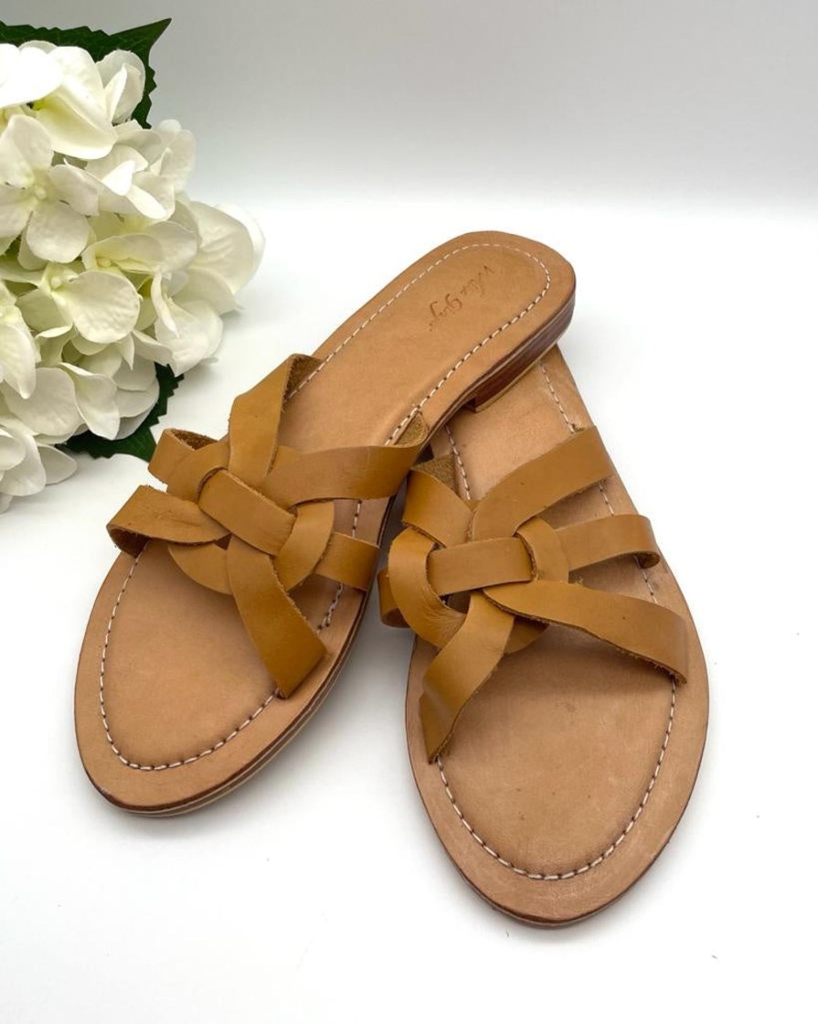 Accessories White Ginger | Rhodes Leather Sandals Tan