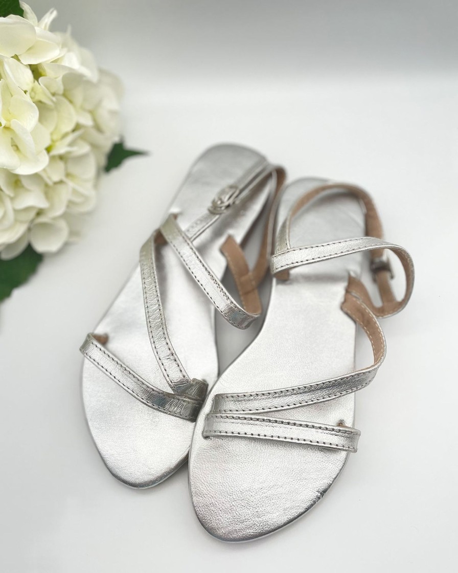 Accessories White Ginger | Mykonos Sandal Cross Strap Silver