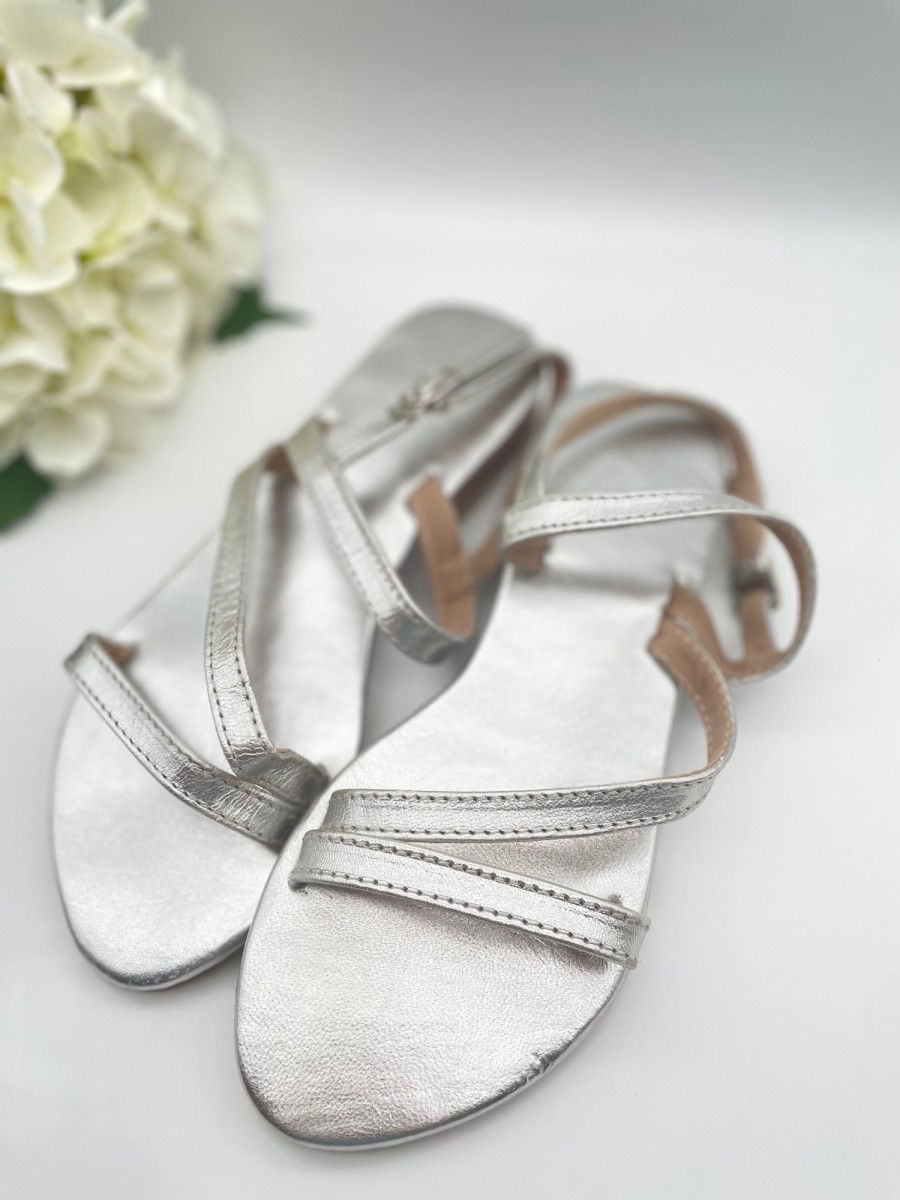 Accessories White Ginger | Mykonos Sandal Cross Strap Silver