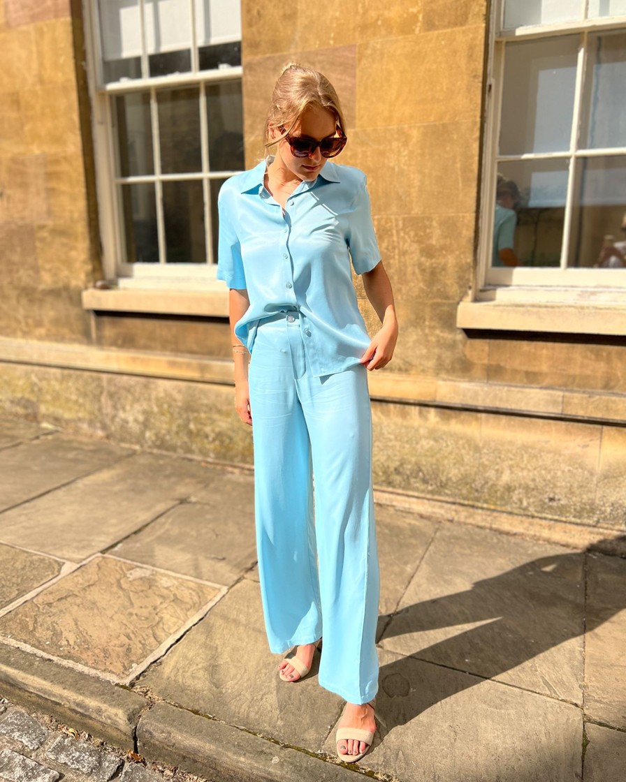 Clothing White Ginger | Paige Trousers Pale Blue