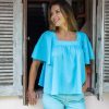 Clothing White Ginger | Gigi Top - Alaskan Blue Alaskan Blue Cotton