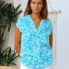 Clothing White Ginger | Amanda Top Turquoise Coral