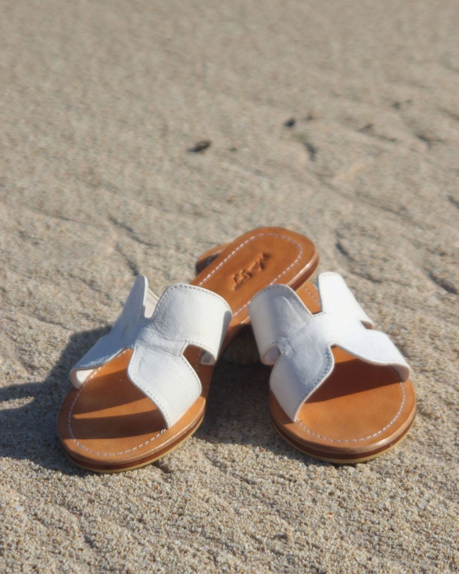 Accessories White Ginger | Leather Sliders White