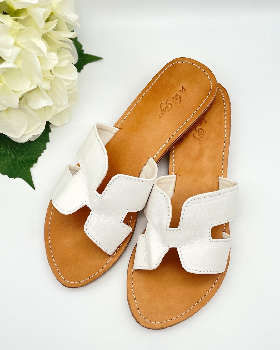 Accessories White Ginger | Leather Sliders White