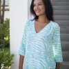 Clothing White Ginger | Lizzie Top Turquoise Zebra