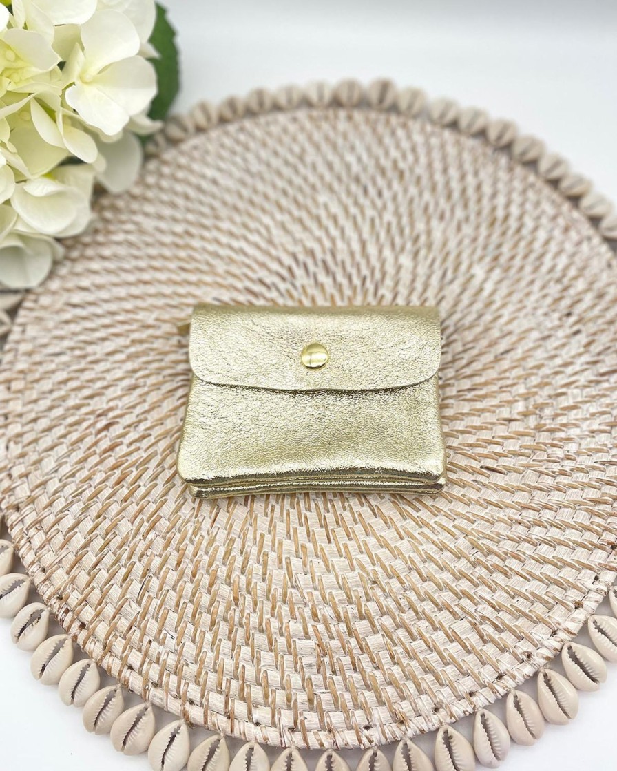 Accessories White Ginger | Silver Metallic Leather Coin Purse