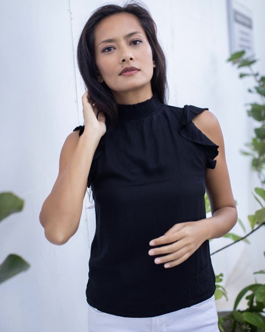 Clothing White Ginger | Elma Top Black