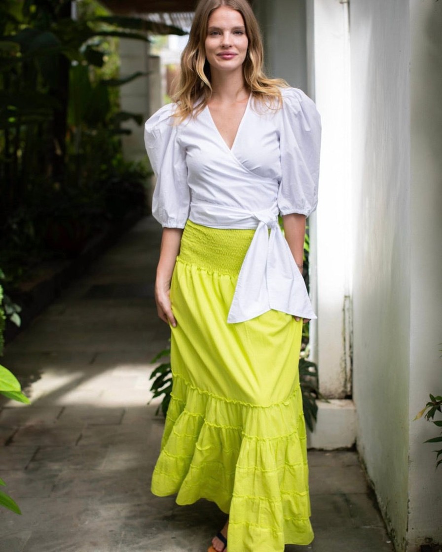 Clothing White Ginger | St Tropez Dress/Skirt Acid Lime Cotton