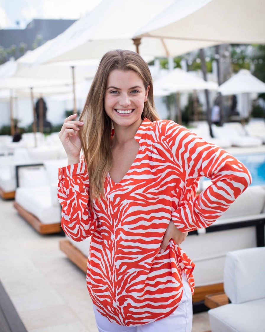 Clothing White Ginger | Tilly Top Orange Zebra