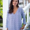 Clothing White Ginger | Lizzie Top Navy Diamond