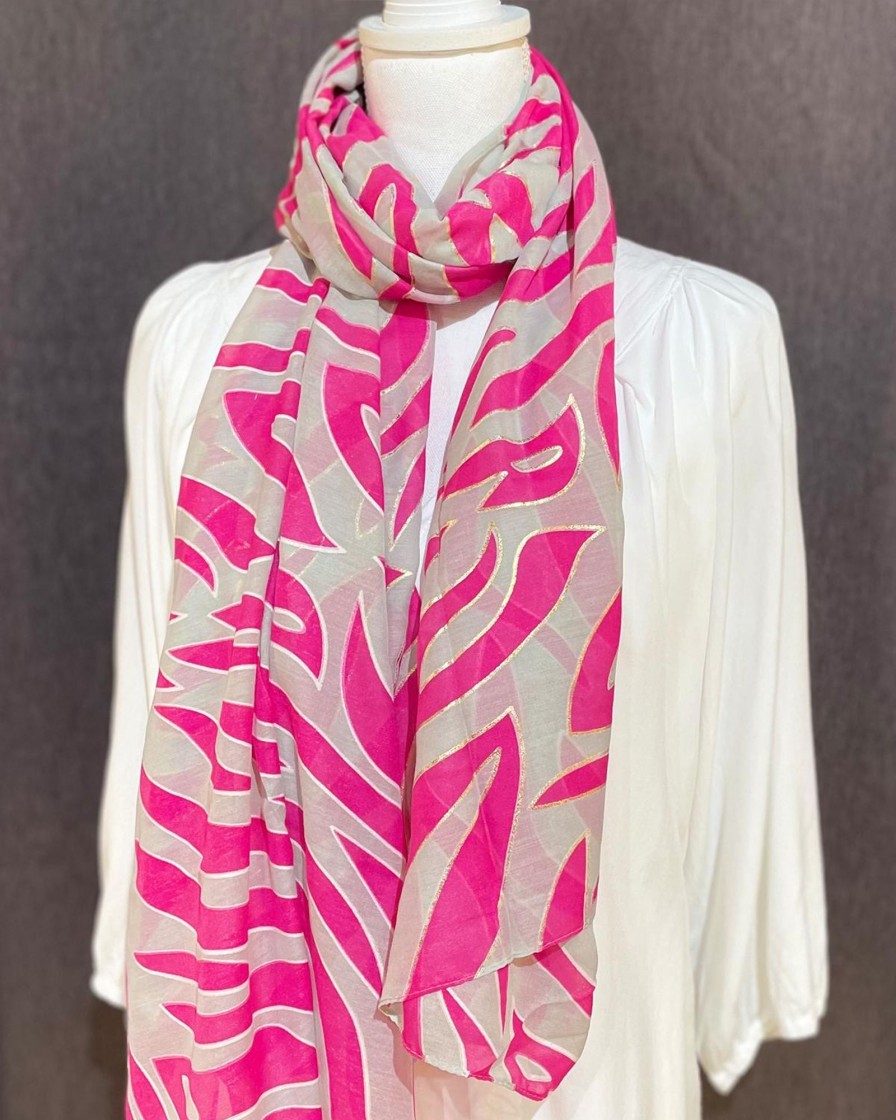 Accessories White Ginger | Fuchsia Zebra Scarf