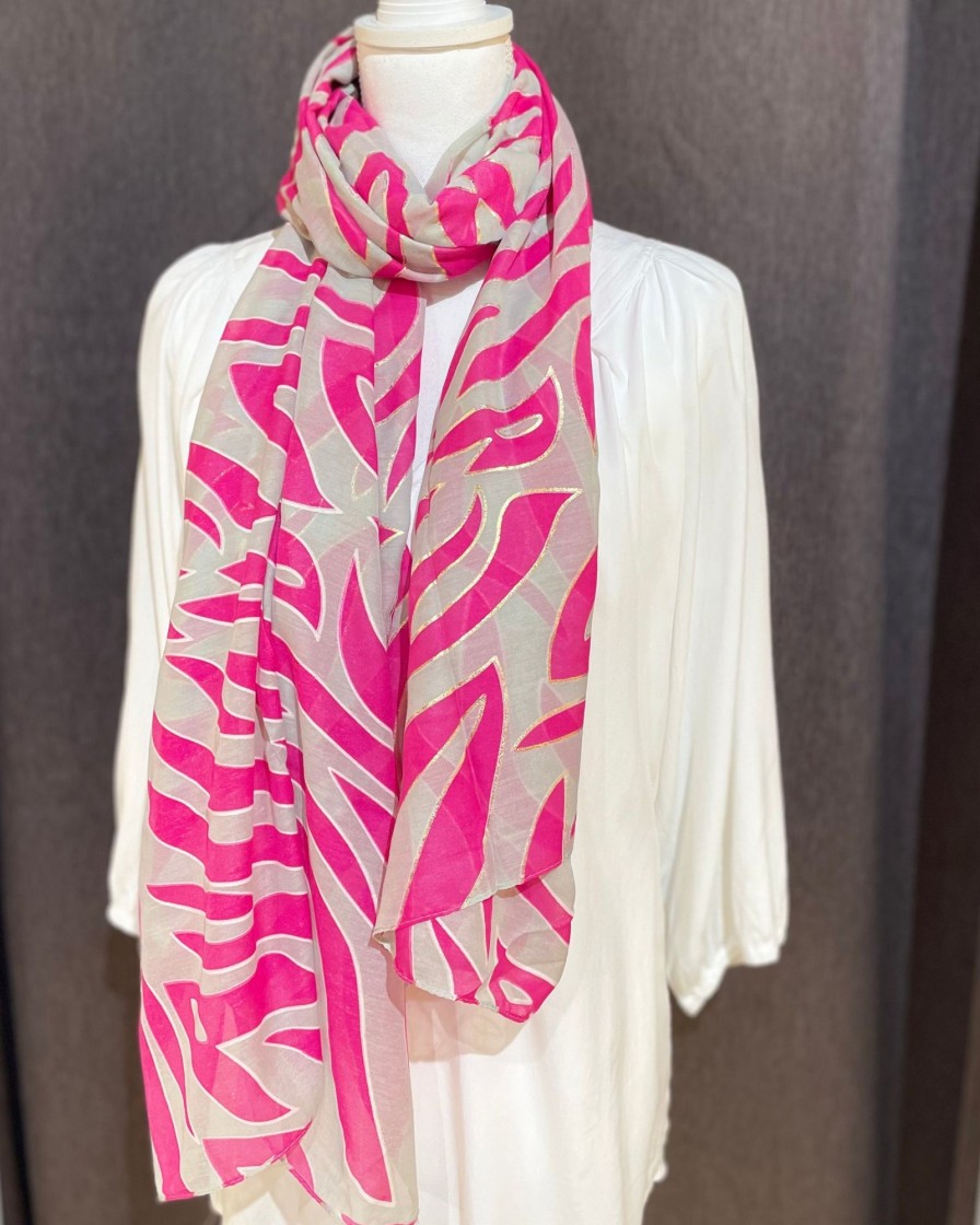 Accessories White Ginger | Fuchsia Zebra Scarf