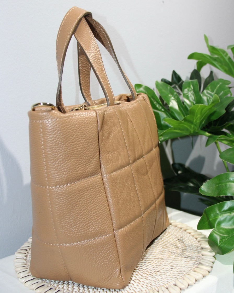 Accessories White Ginger | Carolina Quilted Bag - Tan