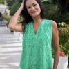 Clothing White Ginger | Solo Top Green Petal