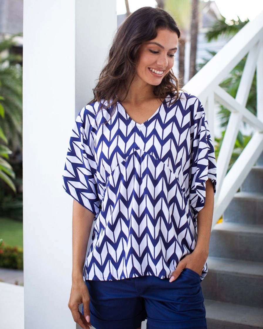 Clothing White Ginger | Eta Top - Navy Chevron Navychevron