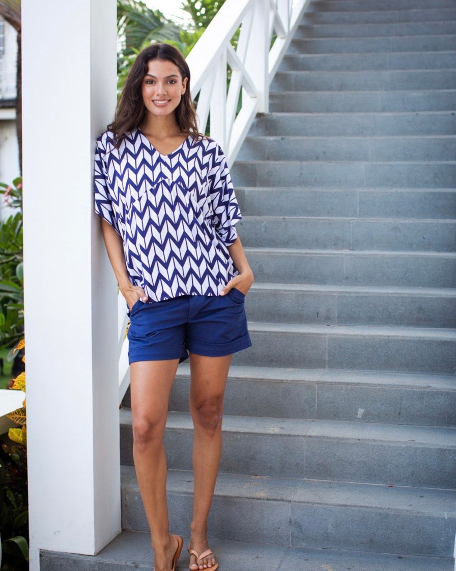 Clothing White Ginger | Eta Top - Navy Chevron Navychevron