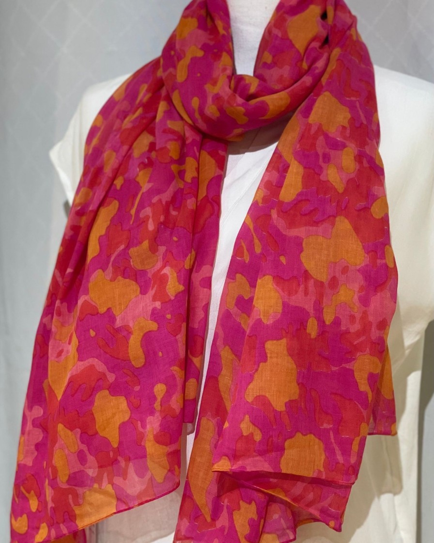 Accessories White Ginger | Pink/Orange Camo Scarf