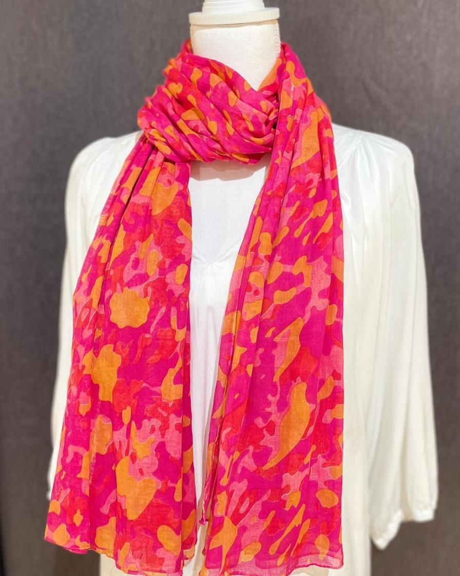 Accessories White Ginger | Pink/Orange Camo Scarf