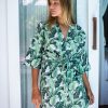 Clothing White Ginger | Christine Robe - Green Leaf