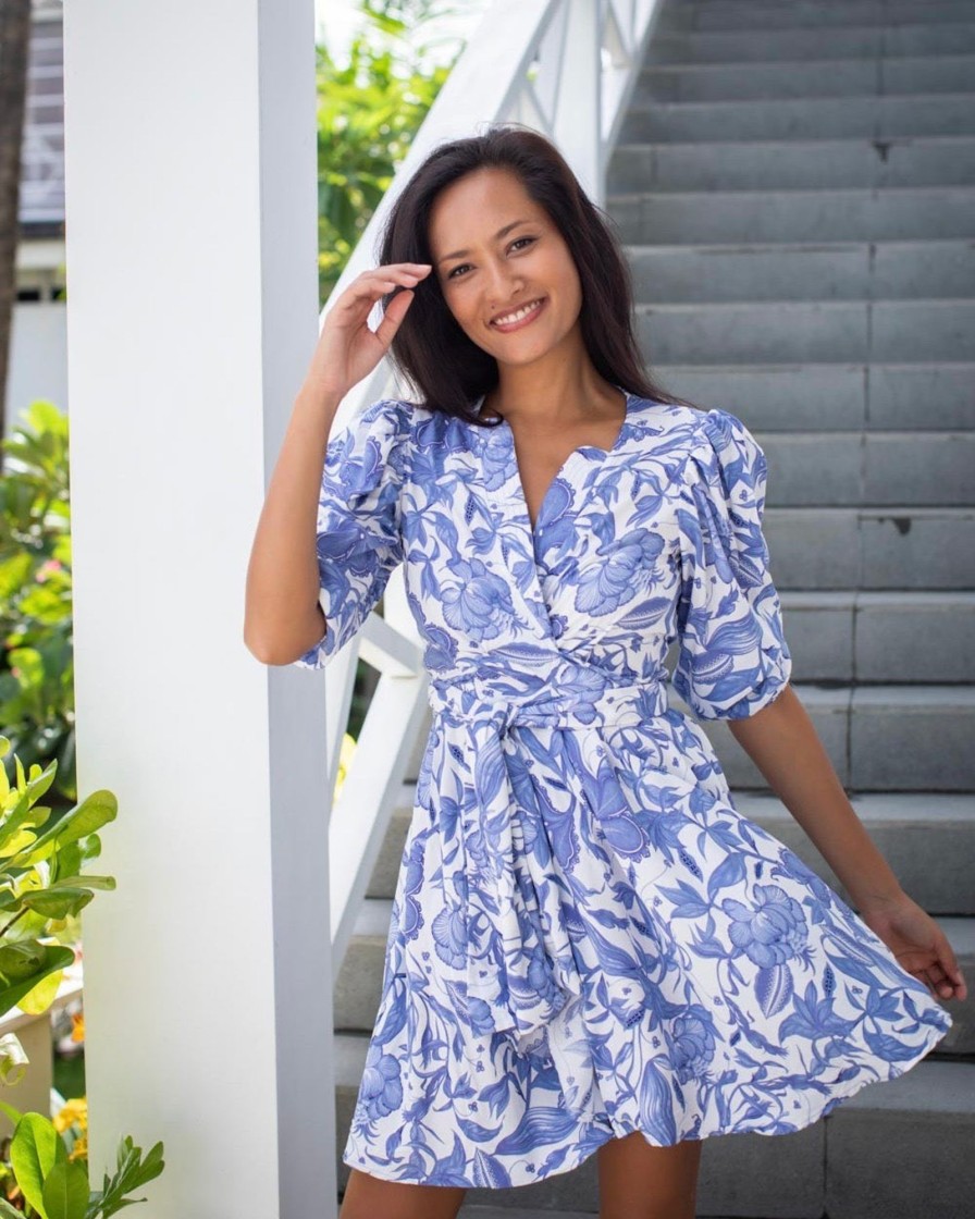 Clothing White Ginger | Freya Dress Blue Chintz