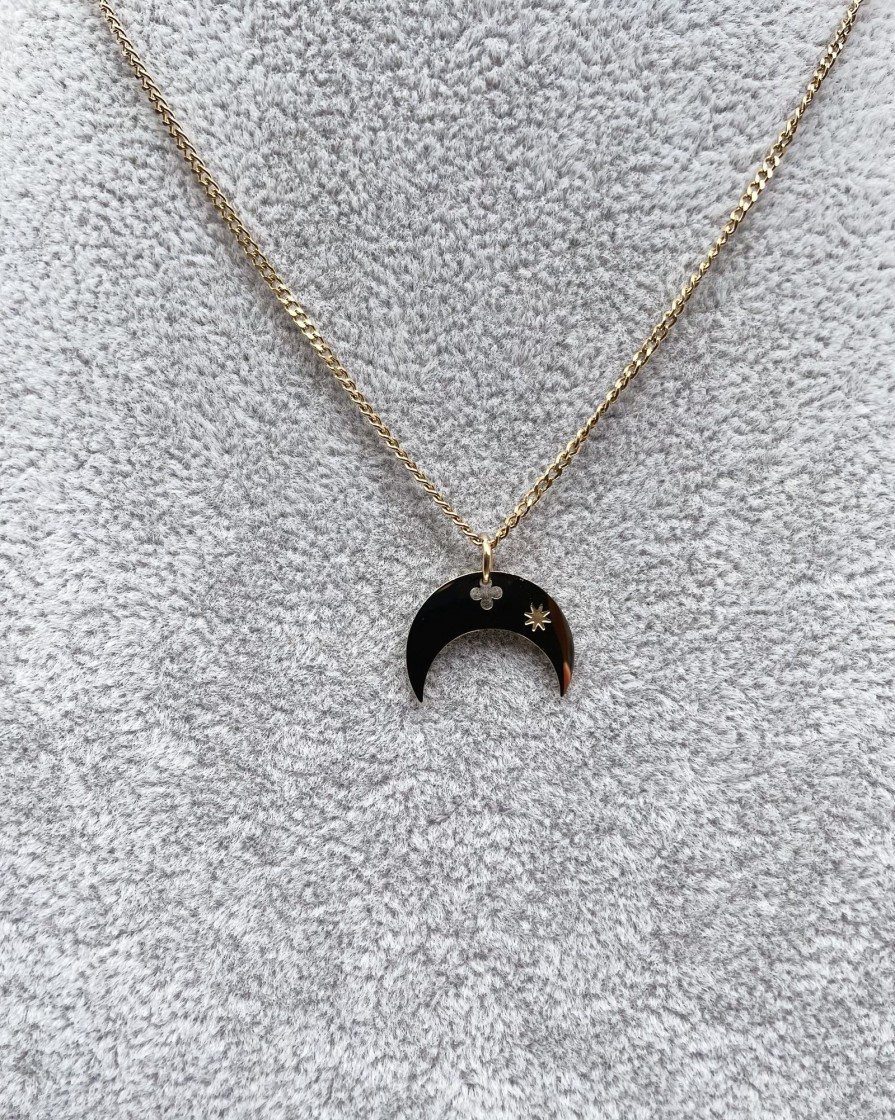 Accessories White Ginger | Elise - Crescent Moon Short Necklace